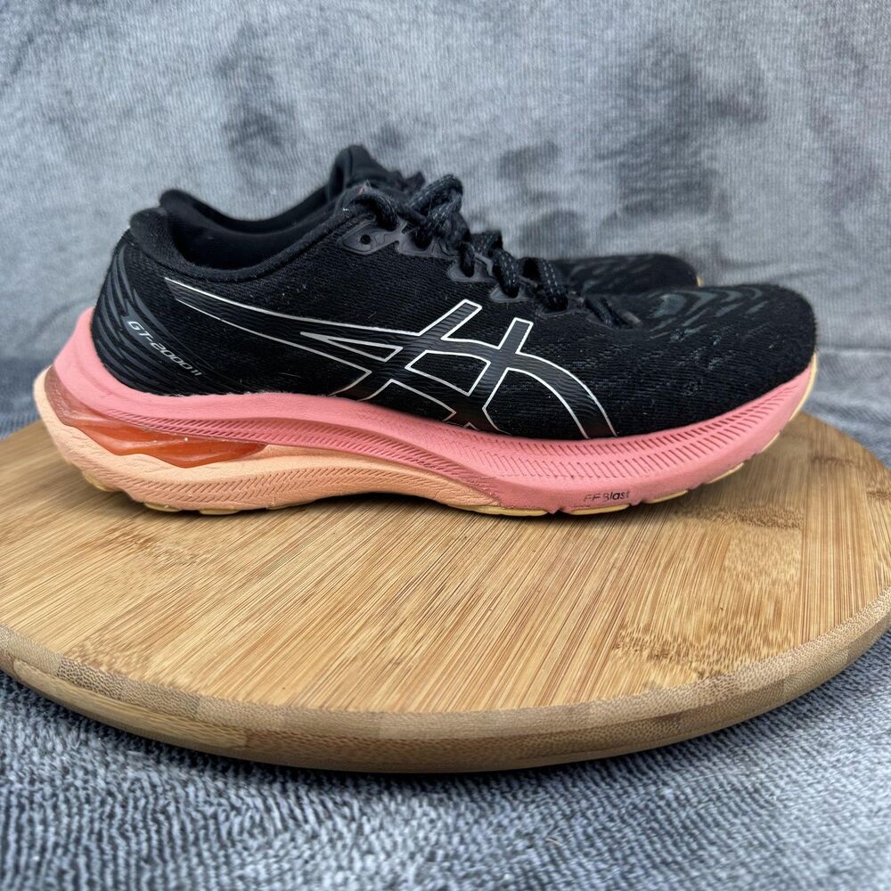 ASICS GT-2000 11 Running Shoes Womens Size 7 Black Pink GEL FF BLAST 1012B271